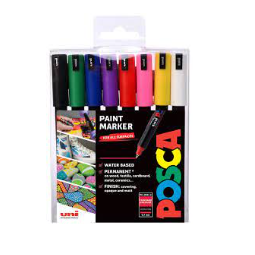 POSCA  8 Colours Pen set 0.7-1mm