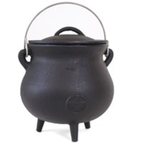 Cast iron cauldron with Pentagram design. Cast iron cauldron with Pentagram design.