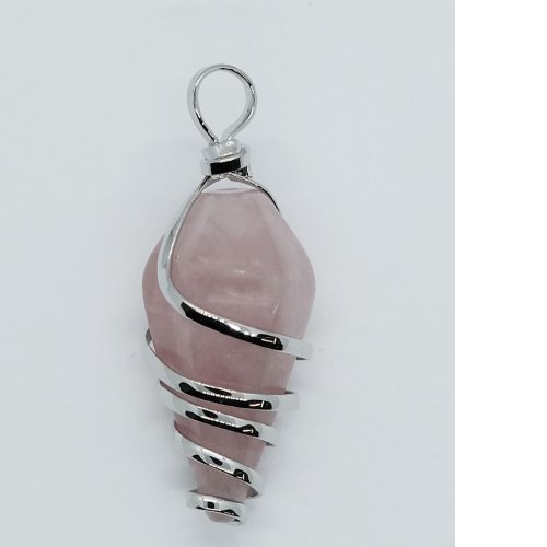 Rose Quartz Wired Cone Pendant