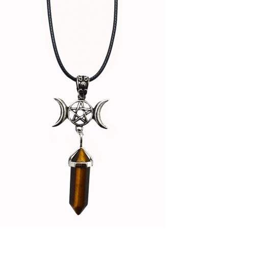 Triple Moon on Tigers Eye Pendant
