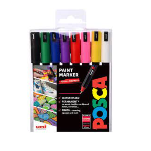 POSCA 8 Colours Pen set 0.7-1mm